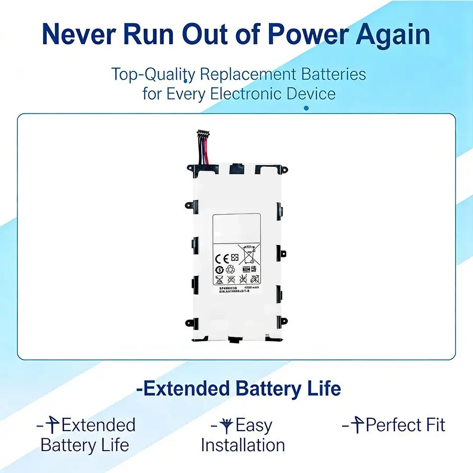 

Tablet Battery For Samsung Galaxy Tab 2 7.0 GT P3100 P3110 P3113 P6200 P6210 4000Mah SP4960C3B Reliable Power Supply