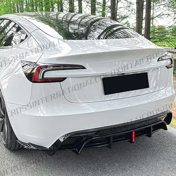 適用於特斯拉 2024 年 Model 3 Highland 的霧面黑運動改裝套件,包括前保險桿下唇、後唇擾流板和側裙配件。 10 最佳銷售 特斯拉 Model 3 車身套件 - №9