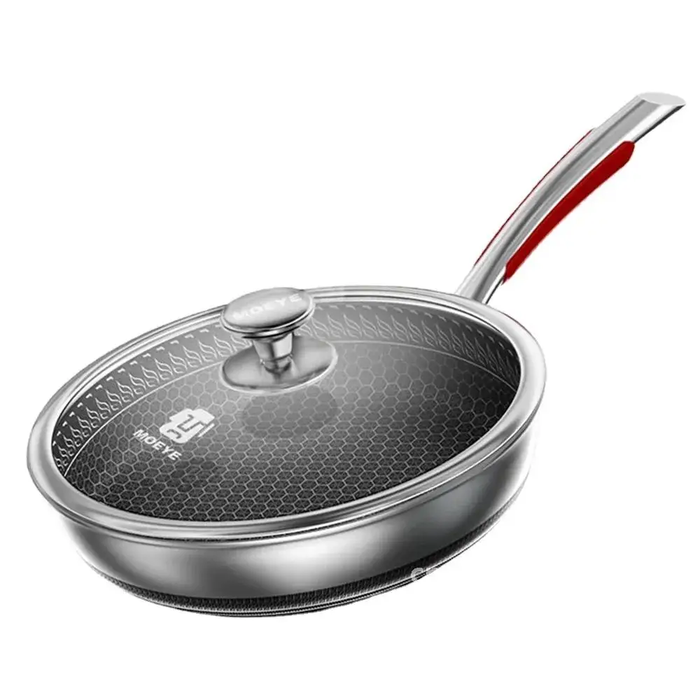 Nonstick Frying Pan 316L Medical Antibacterial Stainless Steel Pan 28/30/32cm Kitchen Nonstick Cooking Induction Pan