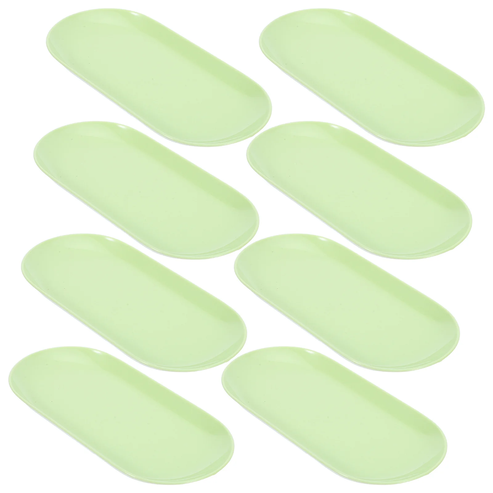 

8 шт. поднос для ювелирных изделий овальный пластиковый маленький сервировочный поднос для колец, браслетов, серег, туалетный столик-органайзер, зеленый