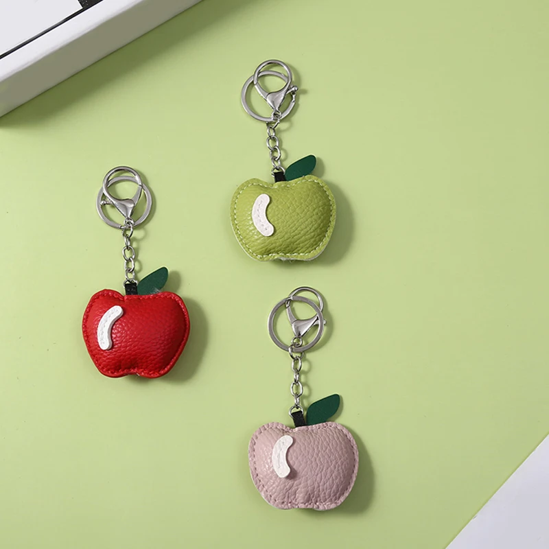 Cute Keychain Pendant Leather Fruit Bag Charm Soft Versatile Purse Tote Car Keyring For Women Gift