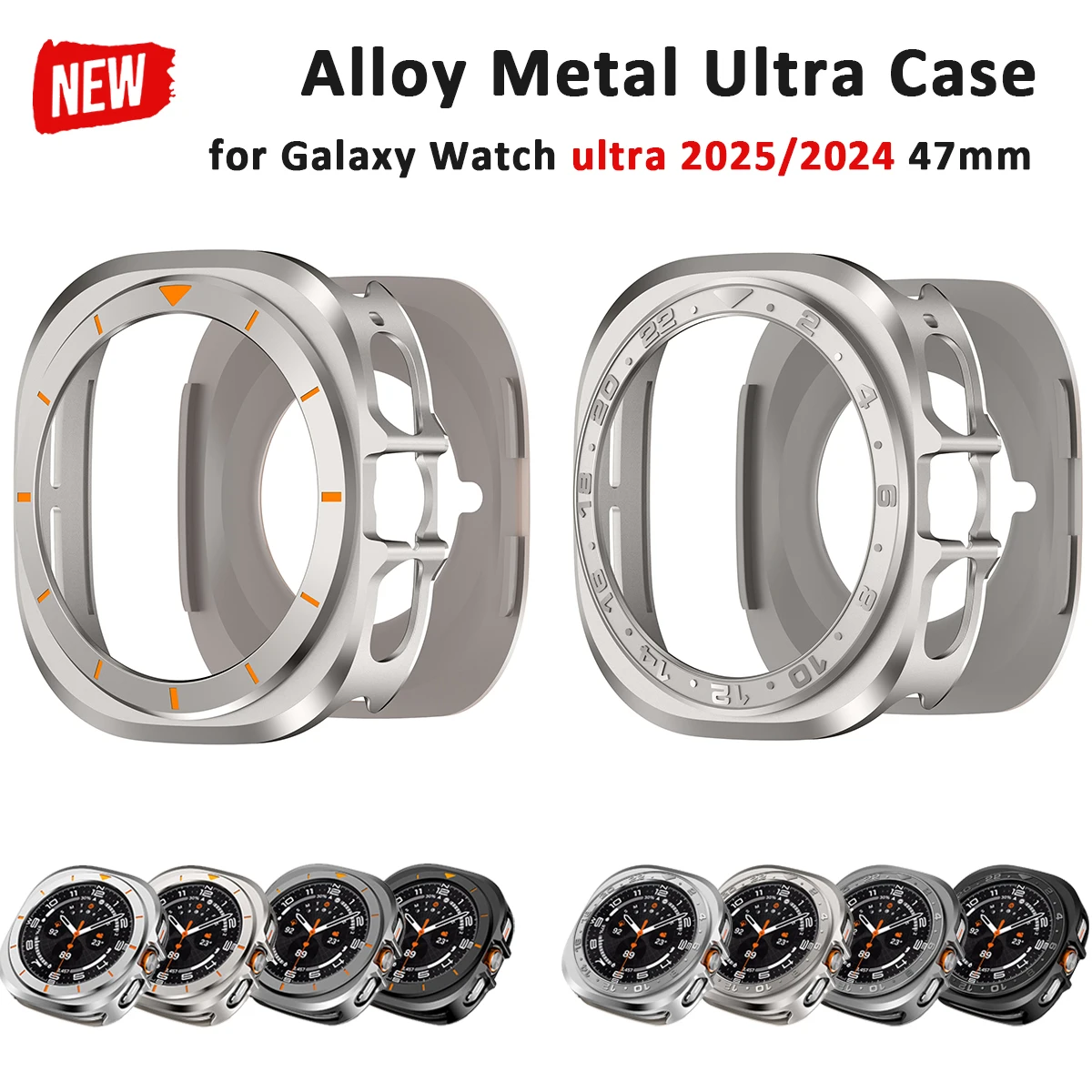 Legierungsmetallgehäuse für Samsung Galaxy Watch Ultra 2025 Schutzhülle Schutzabdeckung für Samsung Galaxy Watch Ultra 47mm
