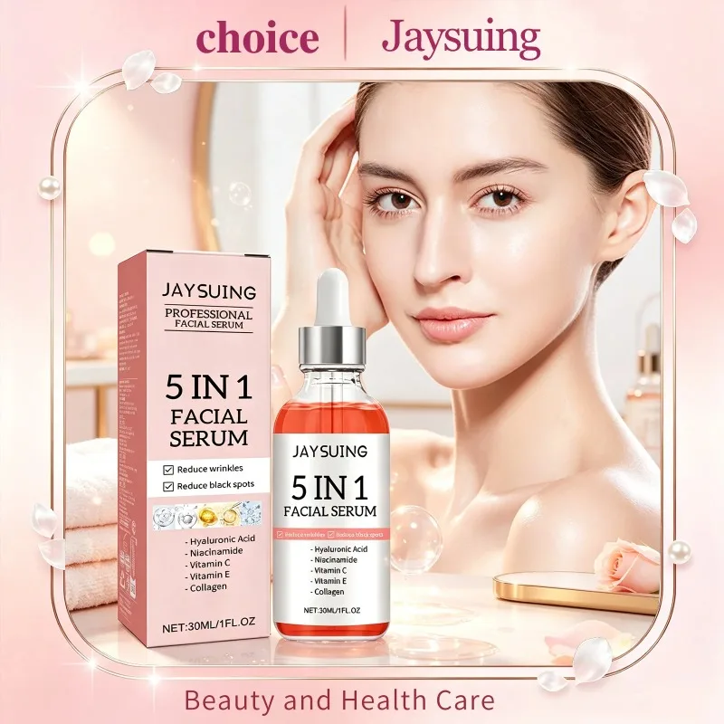 Jaysuing 5 In 1 Facial Serum Multi-Effect Skin Care Essence Deep Moisturizing Brightening Whiten Firming Facial Skin Care Serum