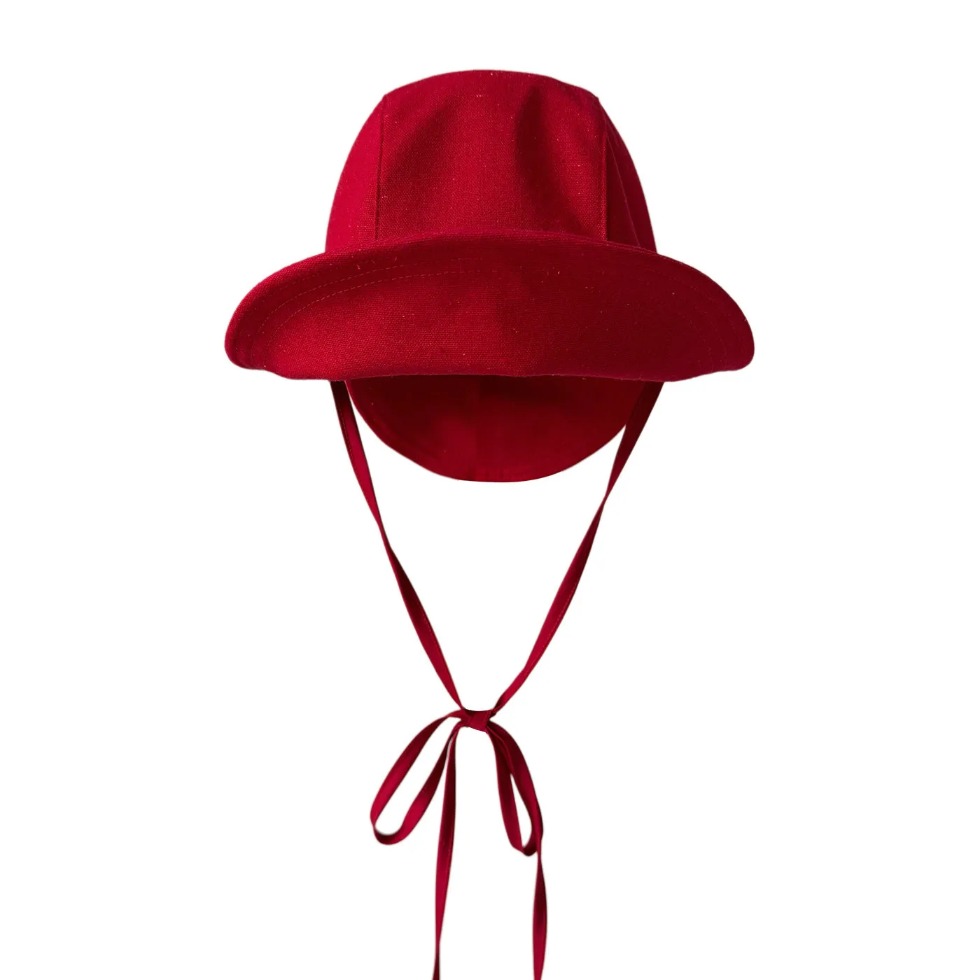 french-retro-red-strap-hat-foldable-front-rear-brim-round-fabric-sun-hat-versatile-daily-headwear