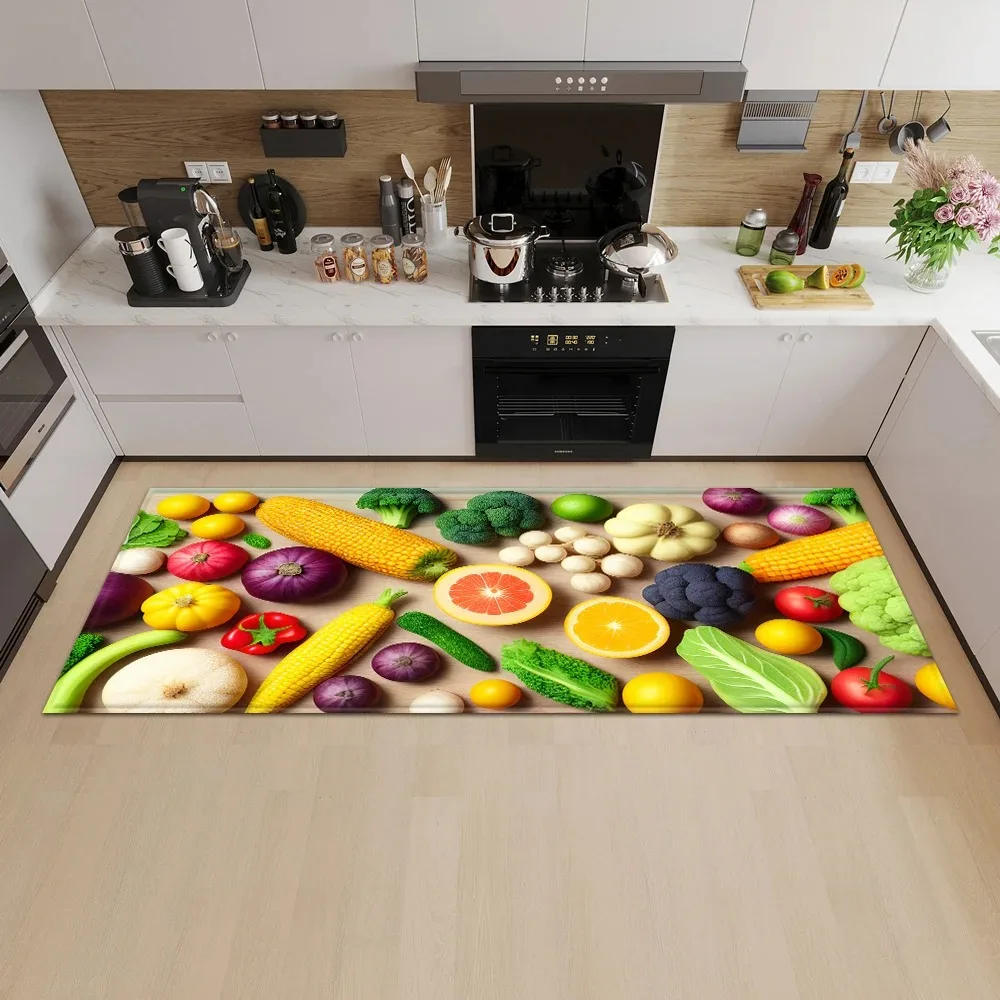 Knife and Fork Fruit Pattern Home Kitchen Floor Mat Door Front Decoration Floor Mat