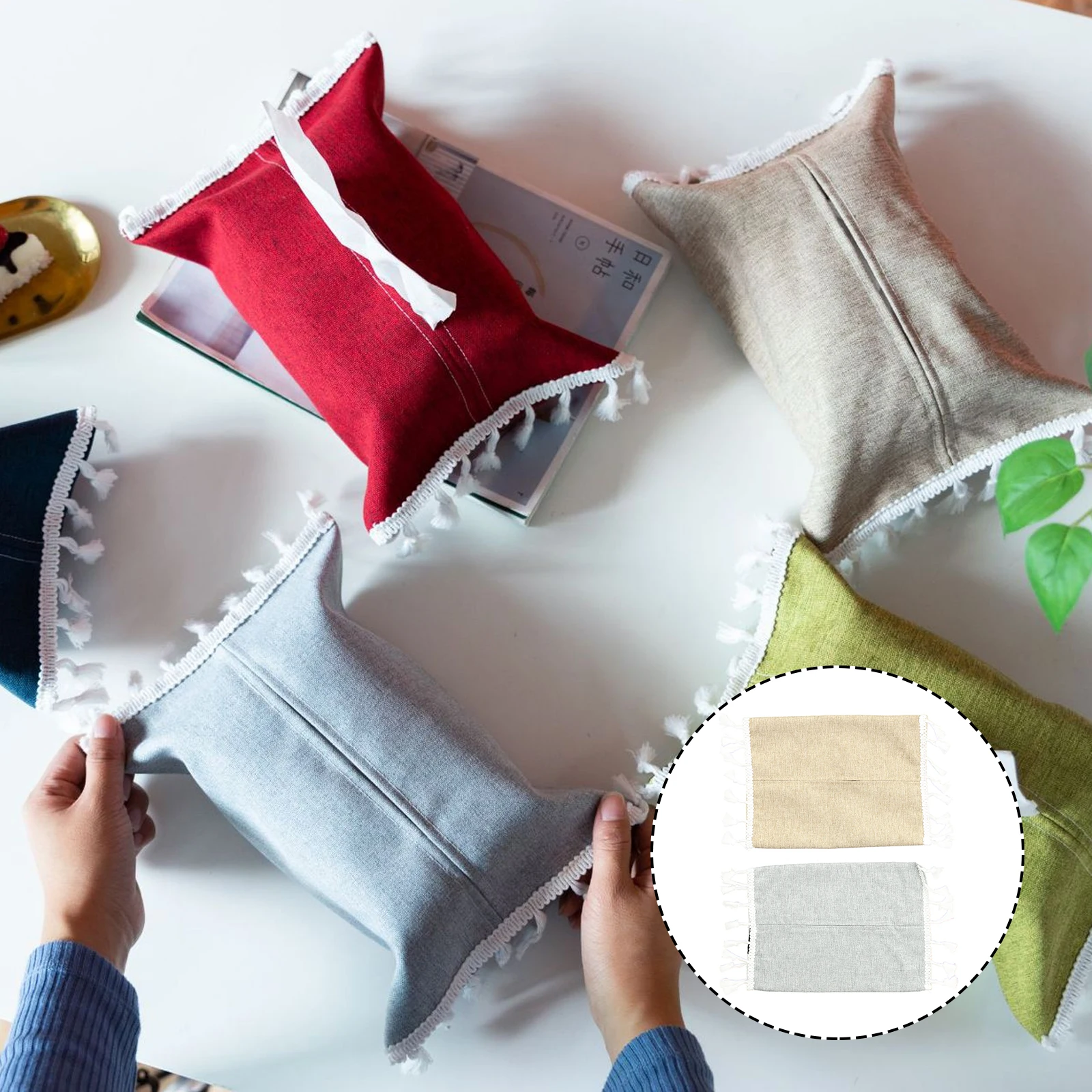 

Portable Tissue Bag Cotton Linen Paper Holder Lightweight Storage Case for Boxes Home Office Car Travel Use Tissue Box