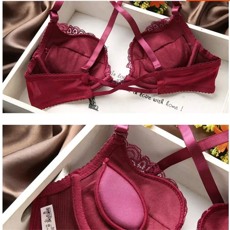 Sexy and seductive front button lingerie, lace beautiful back, bra set, autumn and winter new Japanese girl