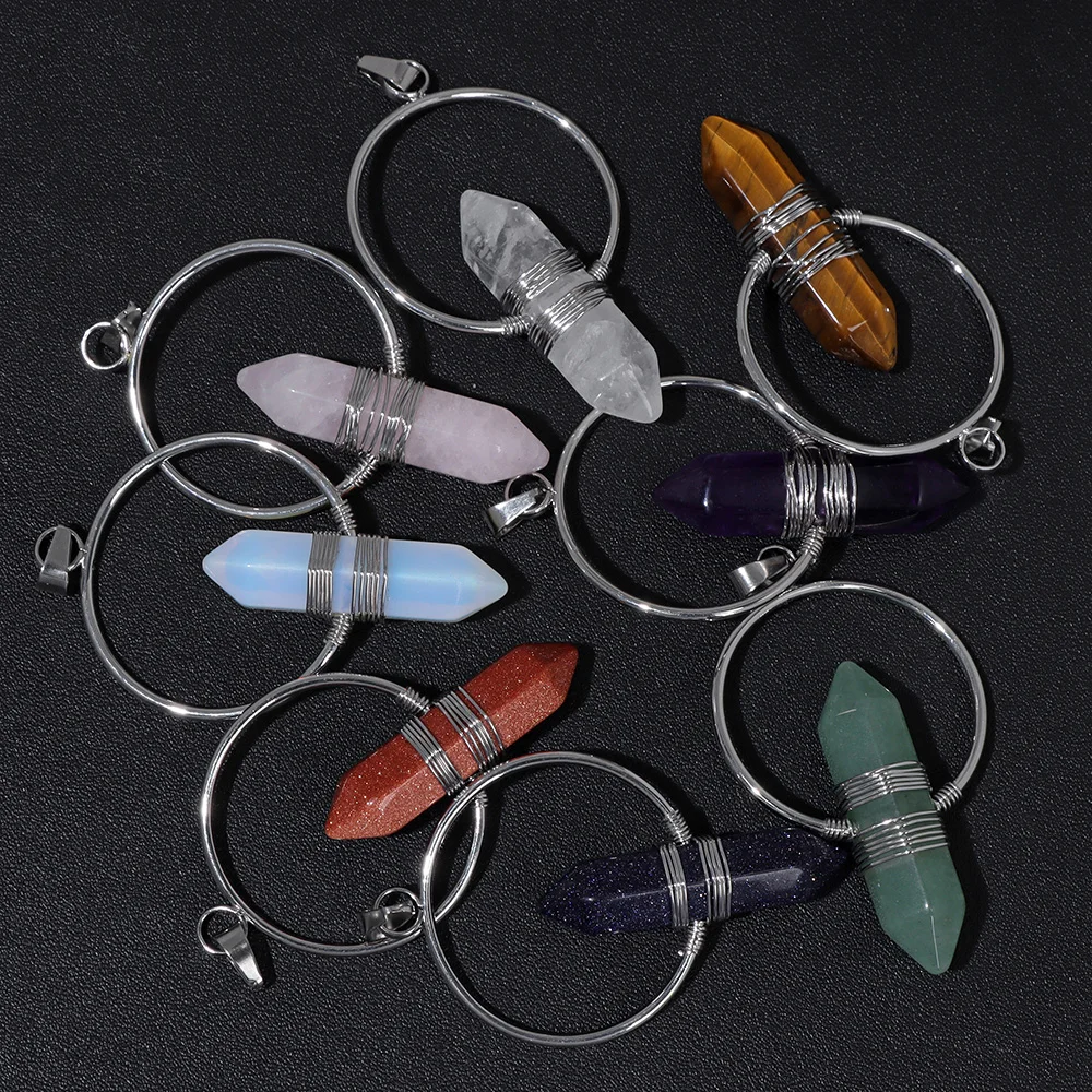 Тигровый глаз из природных искусственных кристаллов 36x60 мм, Агаты, шестиугольные Подвески рейки для изготовления ювелирных изделий своими руками, ожерелье