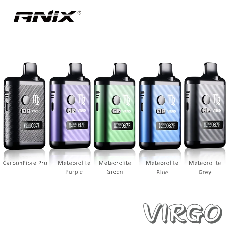 

Original Anix VIRGO Kit 1300mAh Herbal Dry Herb Vaporizer TC Box Mod Vape 0.5ohm Ceramic Heating Element Screen E Cigarettes