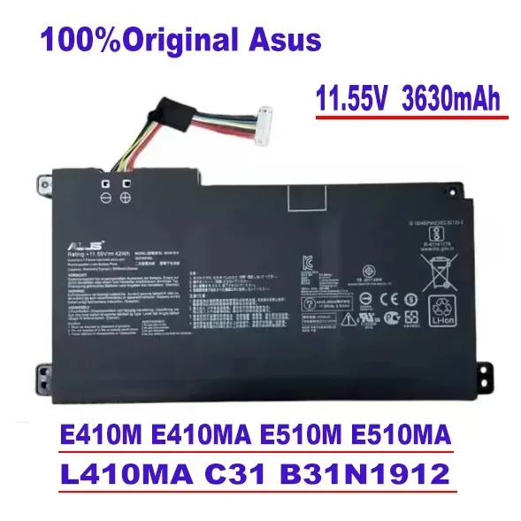

100% original Asus E410M E410MA E510M E510MA L410MA C31 B31N1912 battery