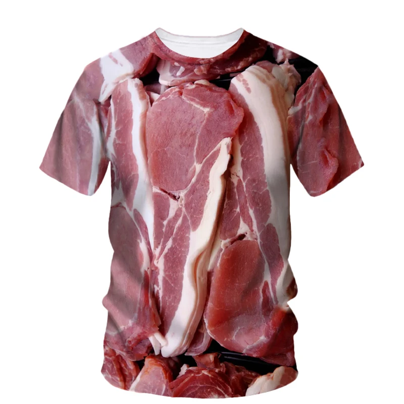 Funny 3d Printed Meat Pork T Shirt Men Fashion Summer Oversizled T-Shirt Personality Street Casual Baggy Tops Tees Clothes