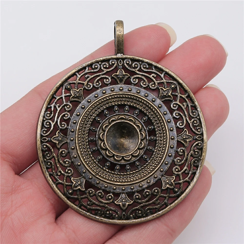 Round Mandala Flower Charm Pendants for DIY Jewelry Making