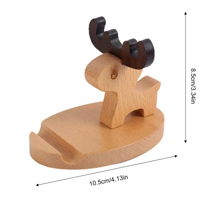Mobile Phone Desktop Stand Animal Shape Cell Phone Bracket Support Cradle Wooden Electronic Device Holder For Home School Travel