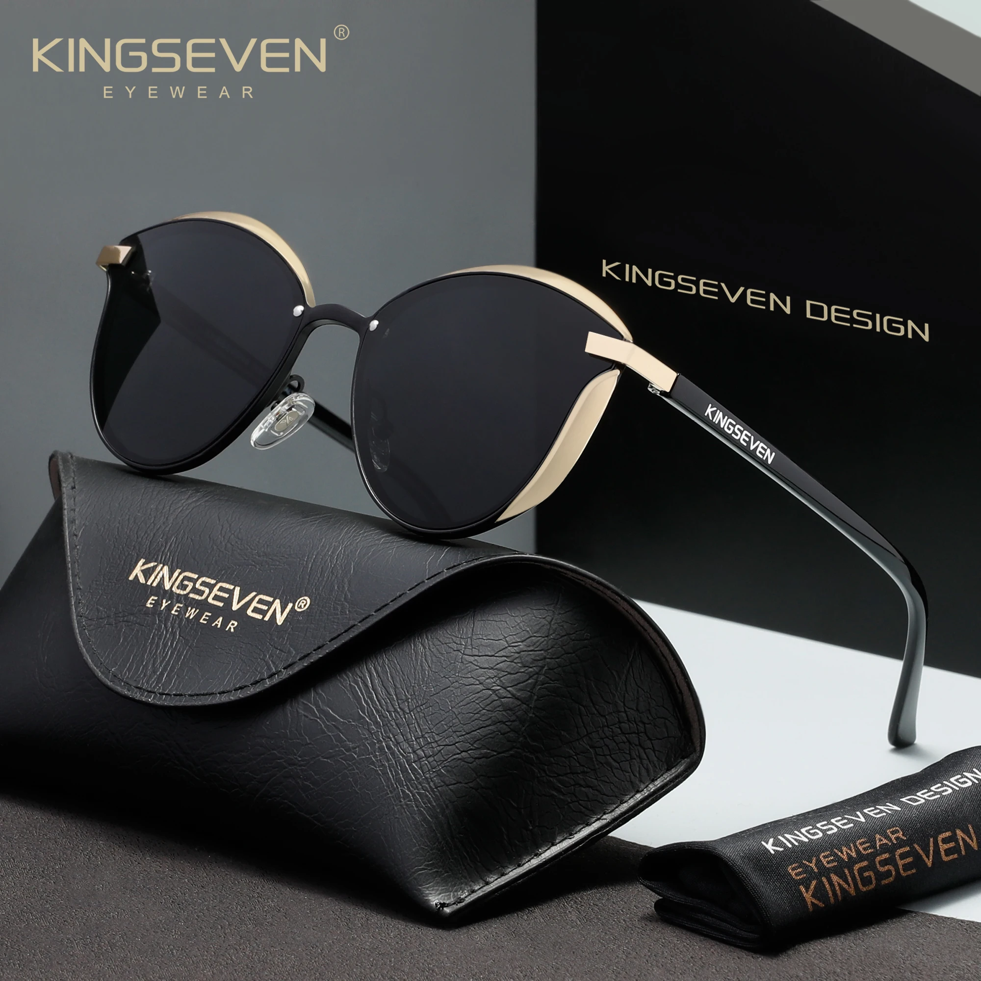 KINGSEVEN Neue Kollektion Katzenaugen-Damenbrille Modische Polarisierte UV400-Brille Elegante Damen-Strand- und Urlaubssonnenbrille
