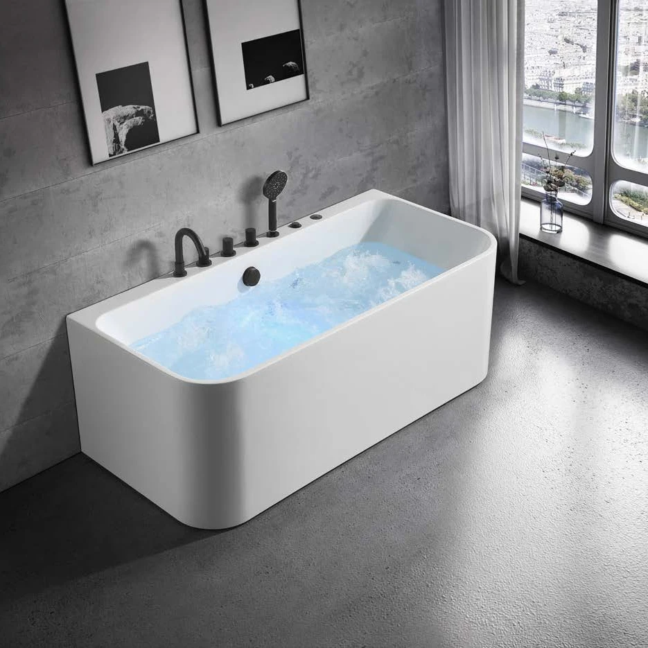 Hotel Bathroom Whirlpool Bathtub with Hot Cold Mixer FaucetThermostatic Shower Spa Tub for Homepromote sales