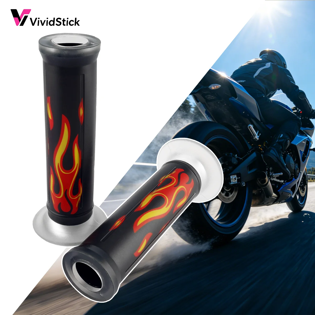 2pcs Rubber Motorcycle Handlebar Grips Non Slip All Weather High Resilient Universal 7/8 22mm Motorbike Handle Replacement Parts