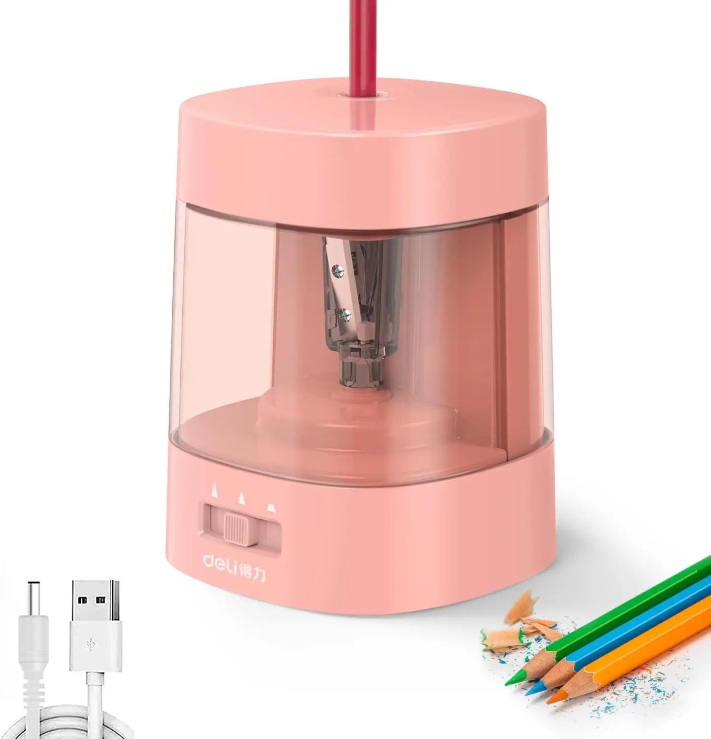 

Automatic Electric Pencil Sharpener for No.2 and Colored Pencils, USB & Battery Powered, Pink - Ideal for School, Home, Office