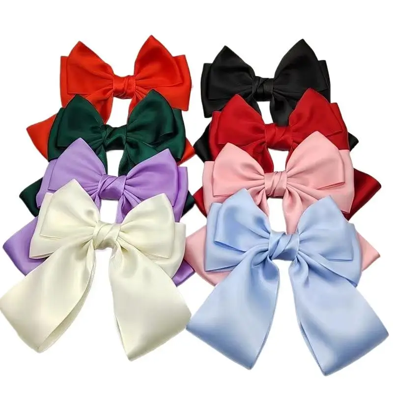 Einfarbig Bogen Band Haar Clip Neue Frauen Bowknot Barrettes Frauen Pferdeschwanz Clip Stirnband Mädchen Haar Zubehör Geschenk – Detail 6