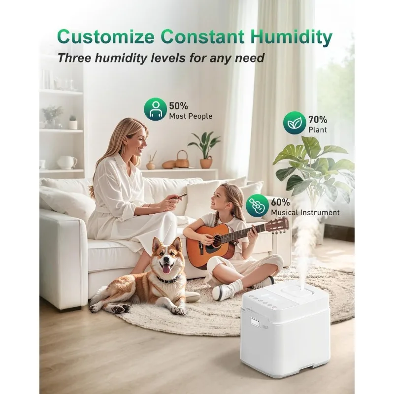 Stainless Steel Humidifier, 3.3L/0.87Gal Steam Humidifier Large Room up to 800 sq ft, Easy to Clean Warm Mist Humidifiers for Be