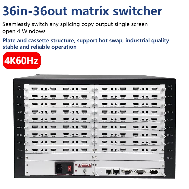 Sakelar Matriks HD 4K 36 Dalam 36 Keluar 4K 60Hz Penyambung Prosesor Layar Multi Video HDCP WEB/Panel/Remote Control
