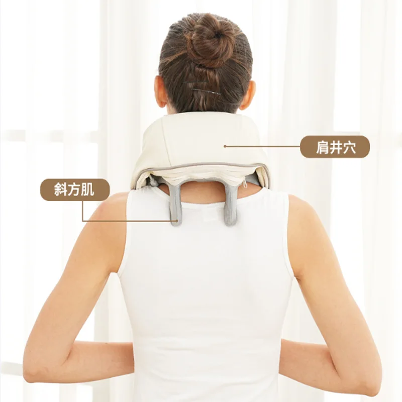 Shoulder and Neck Massager Simulation Hand Kneading Hot Compress Strap Waist Neck Massage Instrument Relax Trapezius Ce