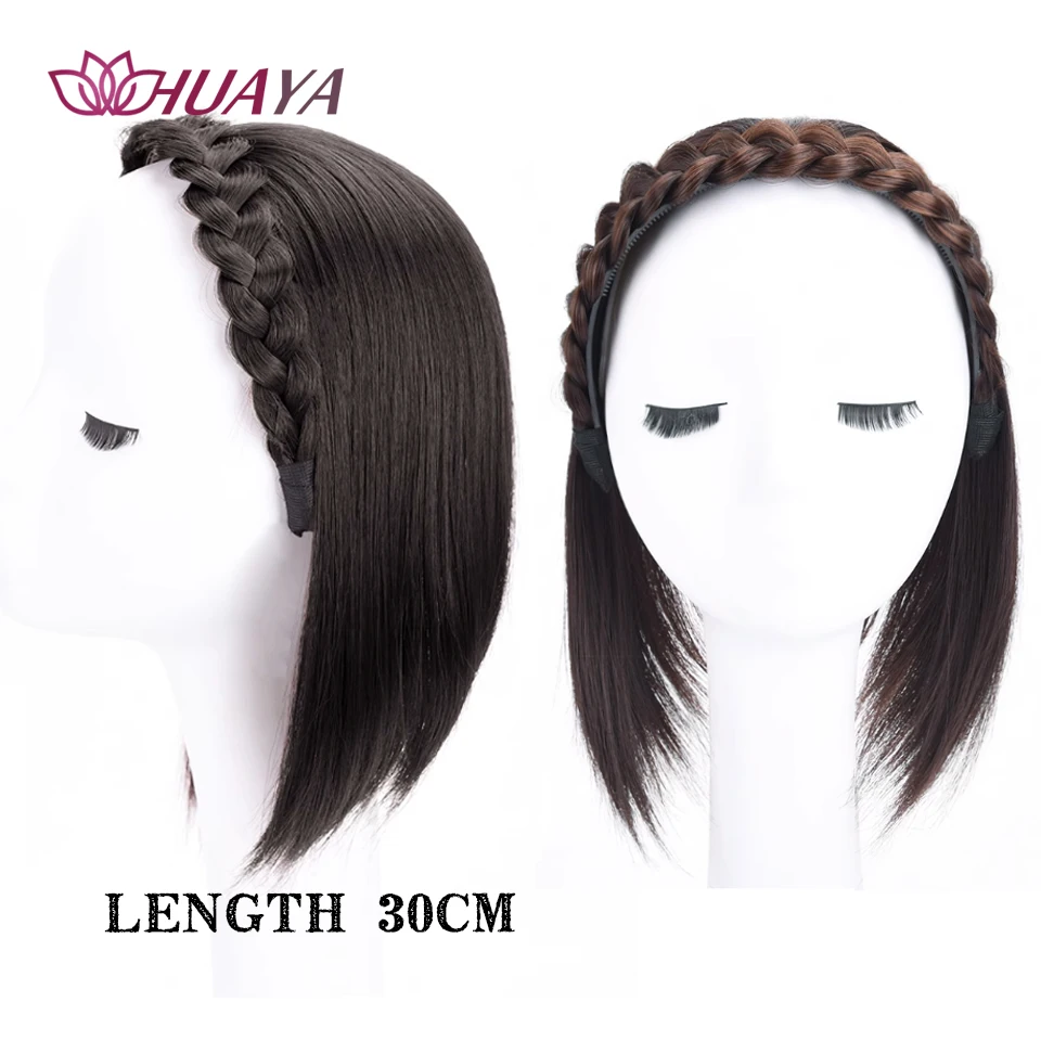 Synthetic Hair Pieces Headband Wig Heat Resistant Clip In One Piece Hair Extension For Women Topper Hair with braids Accessories