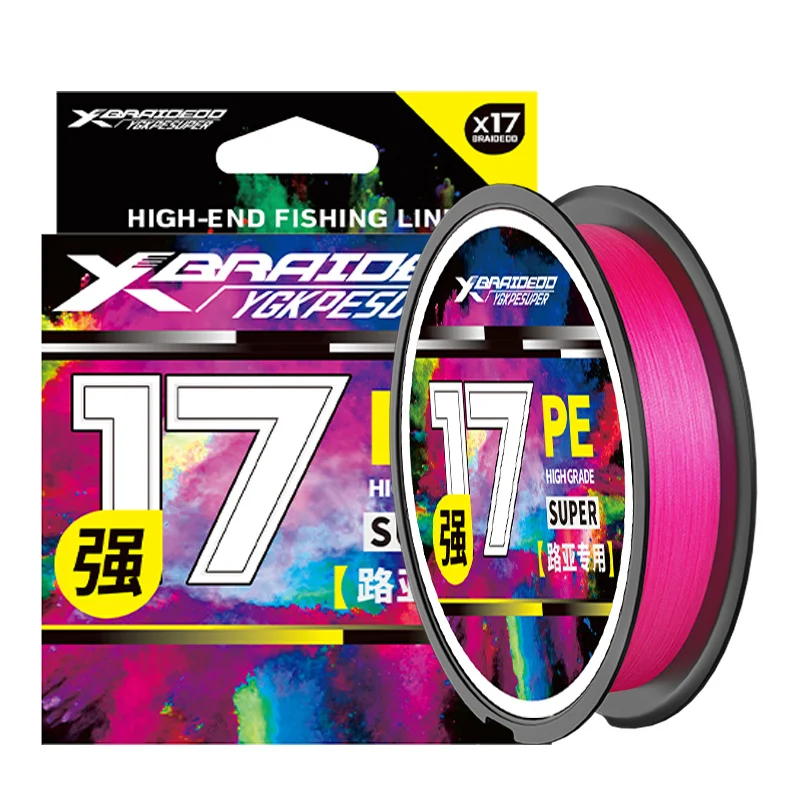 

Pink braided PE line, X17 braided high-quality construction fishing equipment, carp fishing line