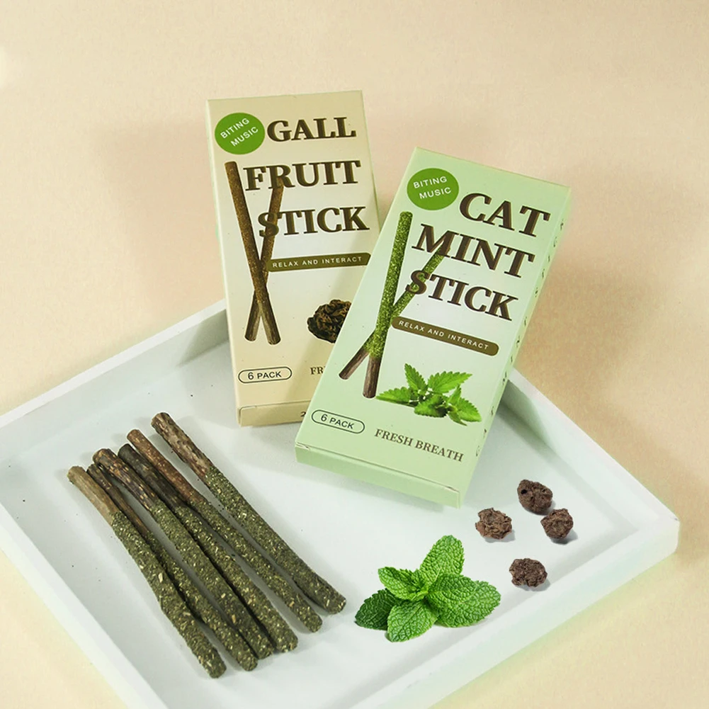 6pcs Natural Matatabi Cat Stick Mint Caught Bite Excited Rods Silvervine For Cat Teeth Cleaning Treating Pet Supply Cat Toys