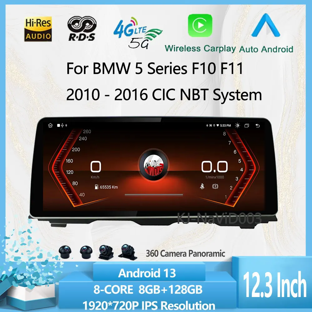 

Android13 For BMW 5 Series F10 F11 2010 - 2016 CIC NBT System 12.3"Auto Multimedia Player Carplay Radio GPS Navigation 1920X720P