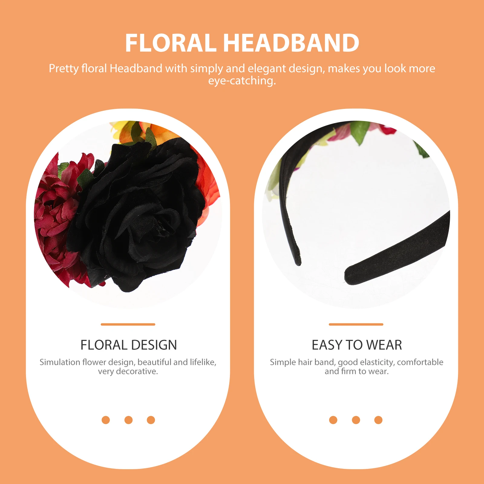 

1PCs Halloween Rose Headband Women Girls Polyester Floral Hair Accessories Party Fancy Dress Costume Flower Headwear