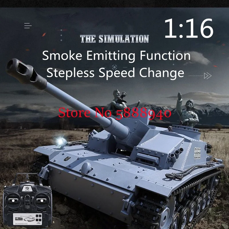 

1:16 III-F8 Military Battle Model Metal RC Tank 2.4G Simulate Smoke Sound Omnidirectional Driving Remote Control Tracked Tank