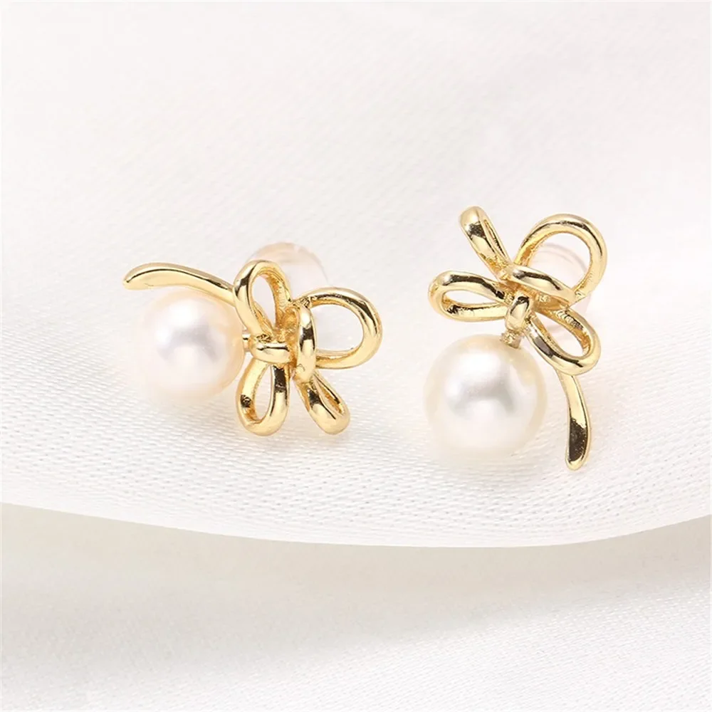 

Позолоченные серьги с жемчугом, принадлежности для изготовления ювелирных изделий своими руками, пустые основания для ушей для аксессуаров ручной работы, 1 пара без жемчуга