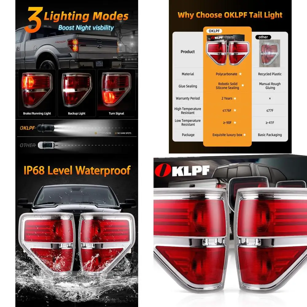 

2009-2014 Ford F-150 F-150 Красный Хром Задние стоп-сигналы, пара, лампы в комплект не входят