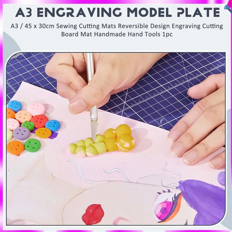 N96R A3 / 45 X 30Cm Sewing Cutting Mats Reversible Design Engraving Cutting Board Mat Handmade Hand Tools 1Pc