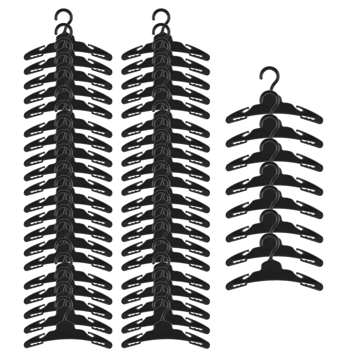 ABZT 48 Pcs Dog Clothes Hangers 7 Inch Wide Non-Slip Plastic Pet Clothes Hangers Pet Clothing Holder Coat Hanger Black