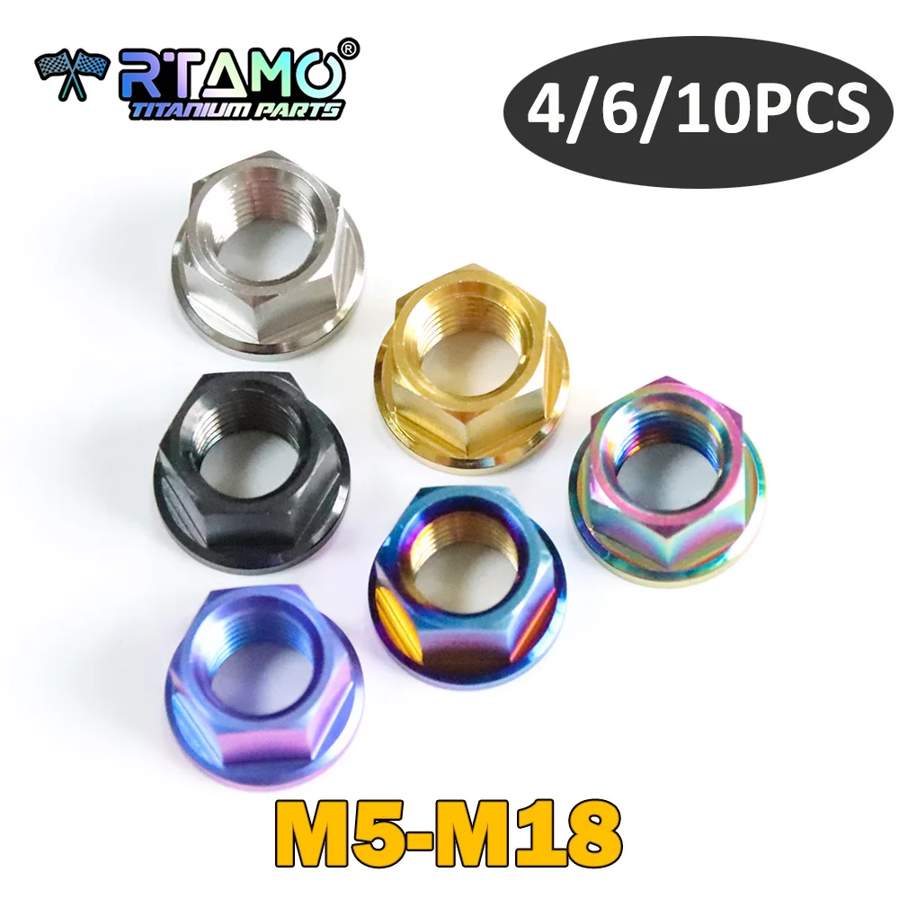

RTAMO Titanium Nut M5 M6 M8 M10 M12 M14 M16 M18 Whole Sale 4/6/10 Pieces for Motorcycle Bike Car Modified