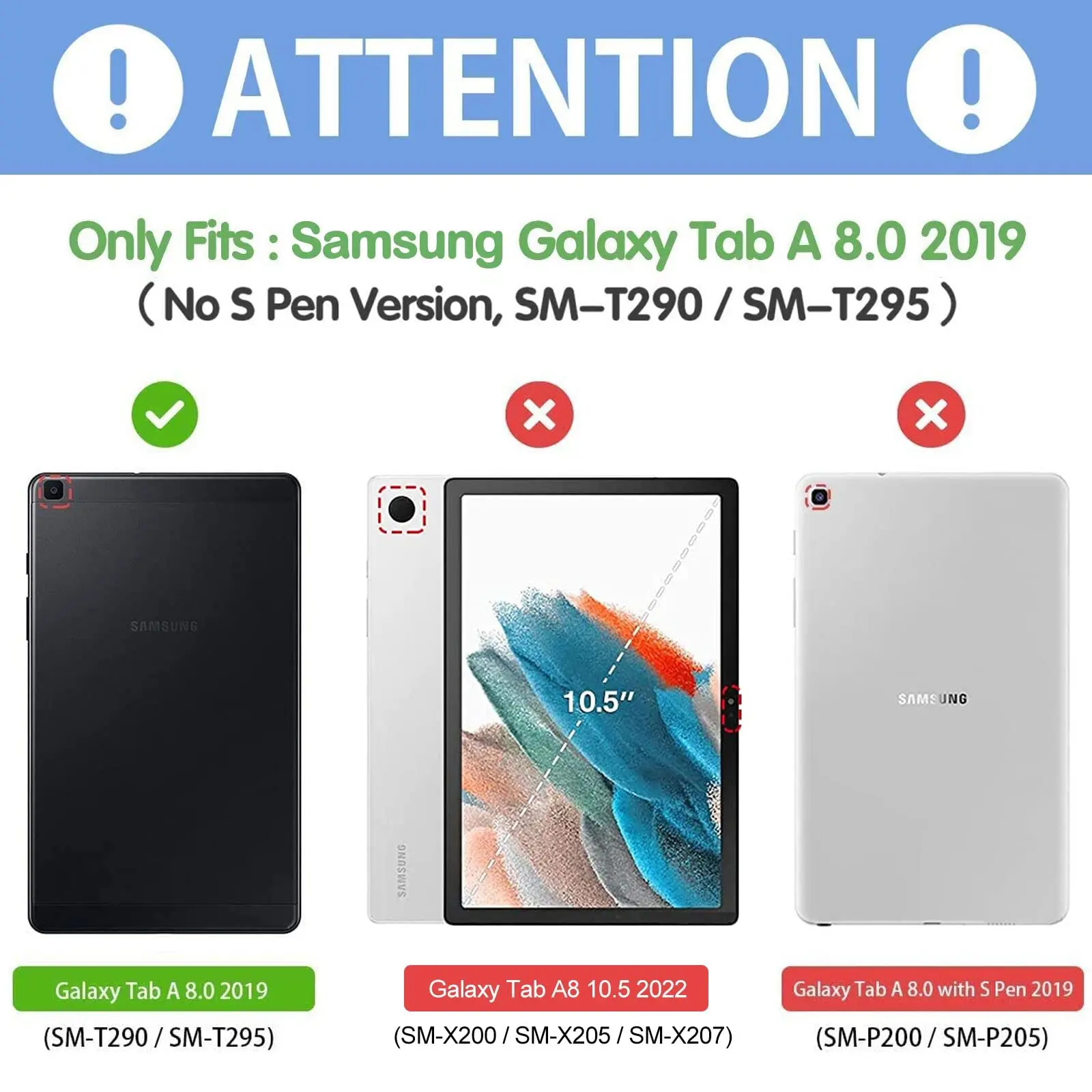 Case for Galaxy Tab A 8-inch 2019 (SM-T290/T295)Tablet Case,PU Leather Smart Sleep Tri-fold Bracket Cover