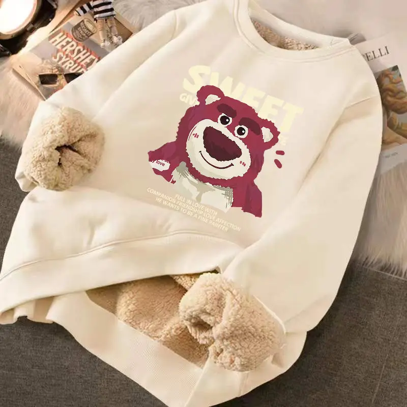 Cashmere Thickened Sweater Women\'s Autumn  Winter Cashmere Round Neck Red Strawberry Bear Top Winter 2023 Coat Sweater