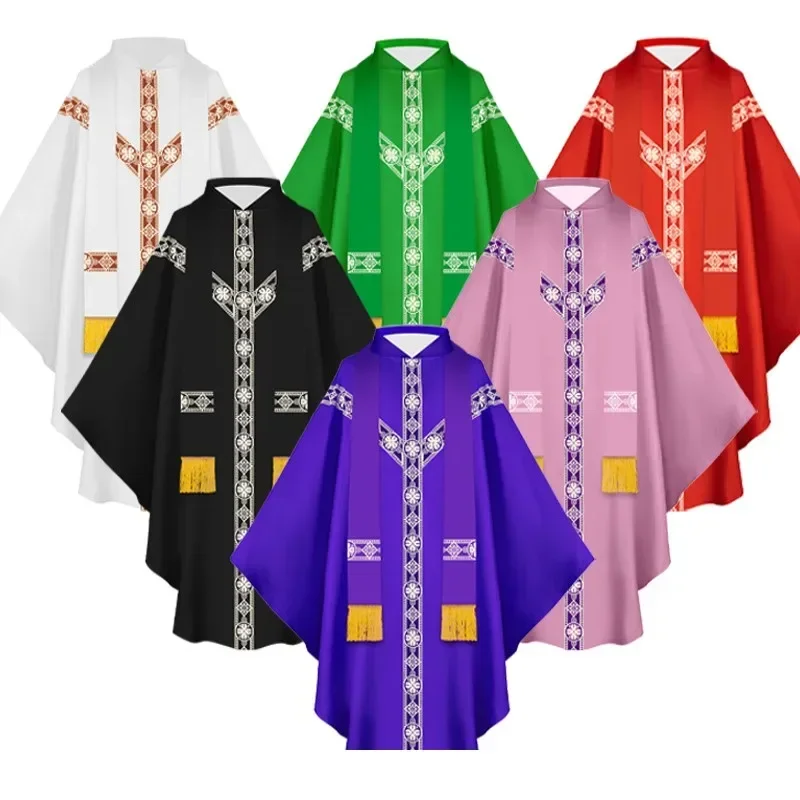 

Halloween Catholic Priest Chasuble Church Mass Vestment Robe Chasuble Priest Vintage Baggy Robe Gown Cape for Men Women