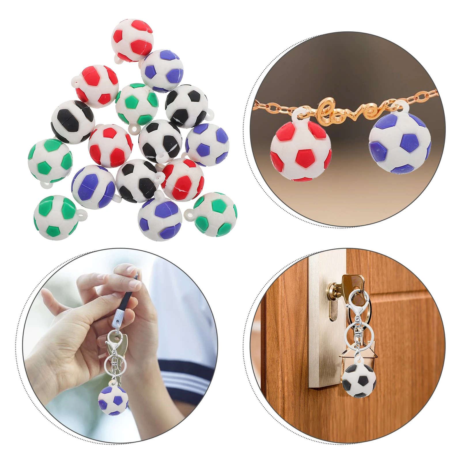 

16pcs Football Pendant PVC Soft Rubber Realistic Soccer Craft Keychain Accessories Sport Charms Mini for Birthday