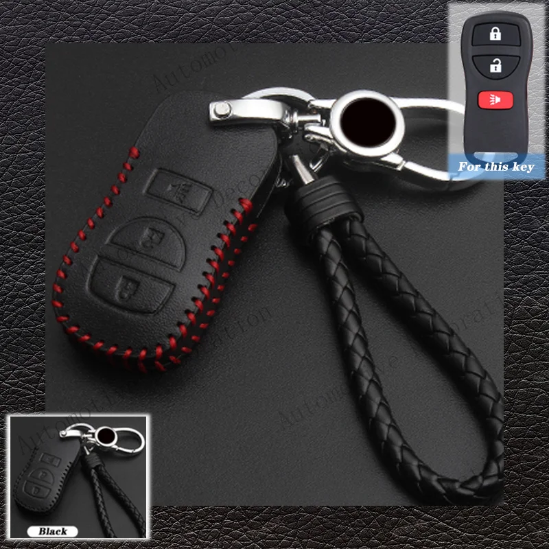 Z+ Genuine Leather Car Remote Key Fob Case Cover For Nissan Titan KBRASTU1 2004 -10