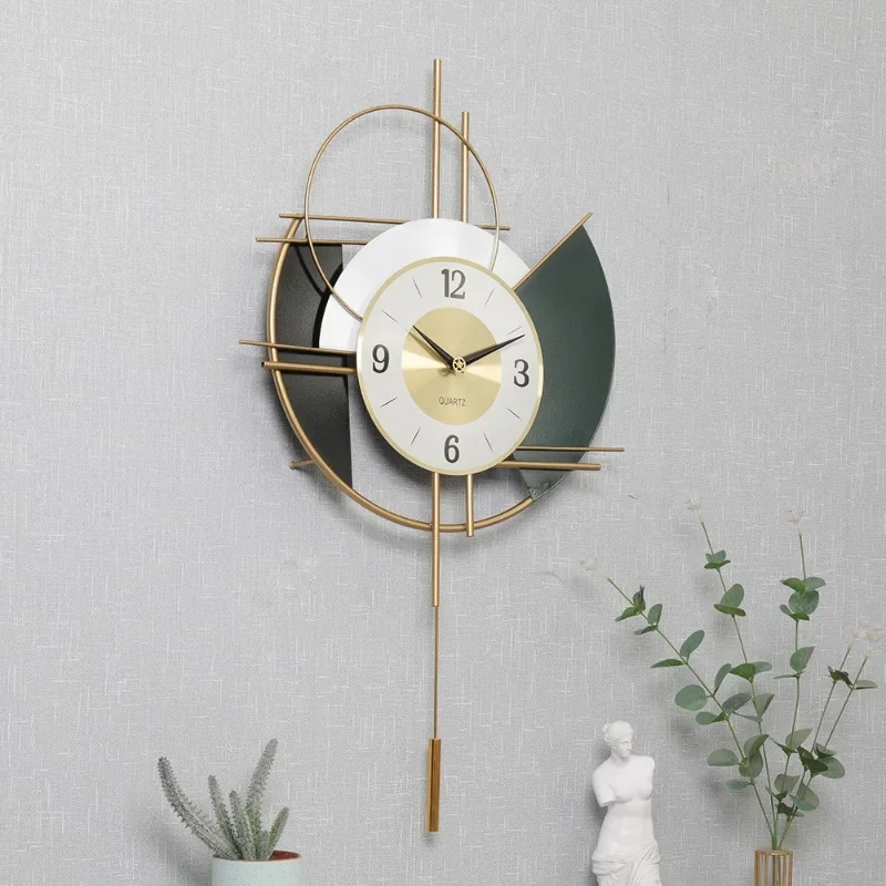 Modern Wall Clock Luxury Metal Pendulum Clock Interior Elegant Decorative Wall Clocks Nordic Living Room Art Decorations Watch