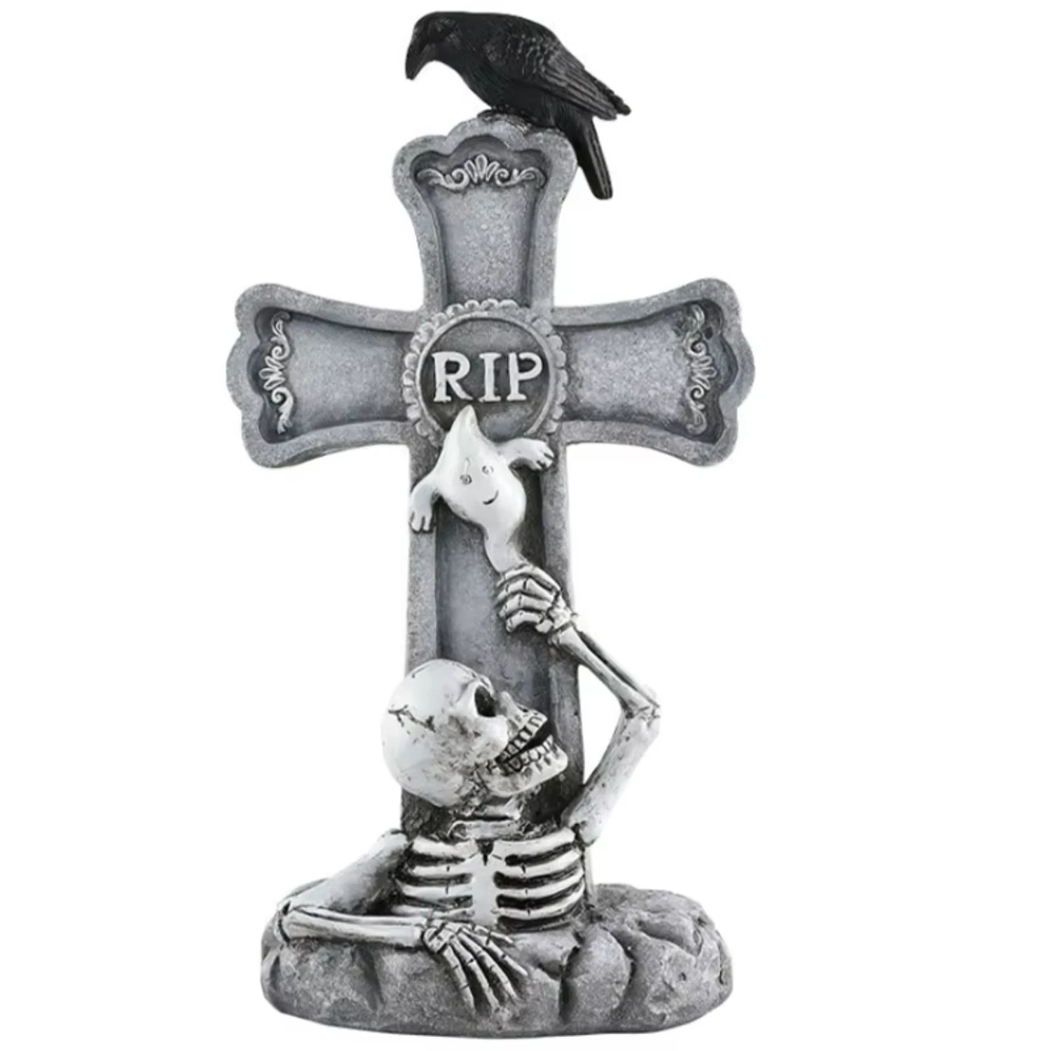 1pcs Halloween Tombstone Sculpture Ornament Spooky Graveyard Decor Eye Catching resin halloween tombstone