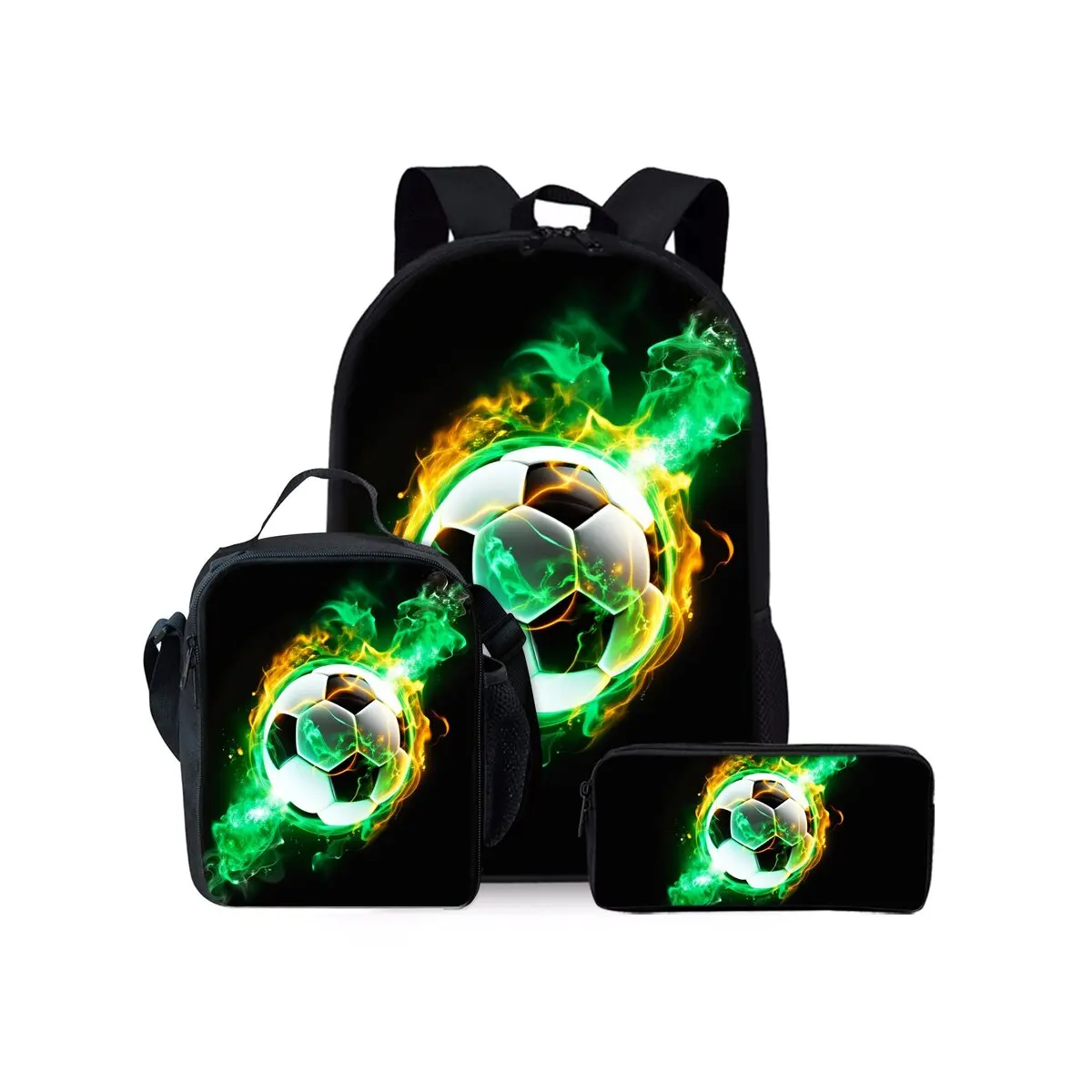 

Набор из трех рюкзаков с флуоресцентным зеленым пламенем для мальчиков и девочек, лучшие подарки, 3D мультяшный школьный рюкзак для детей