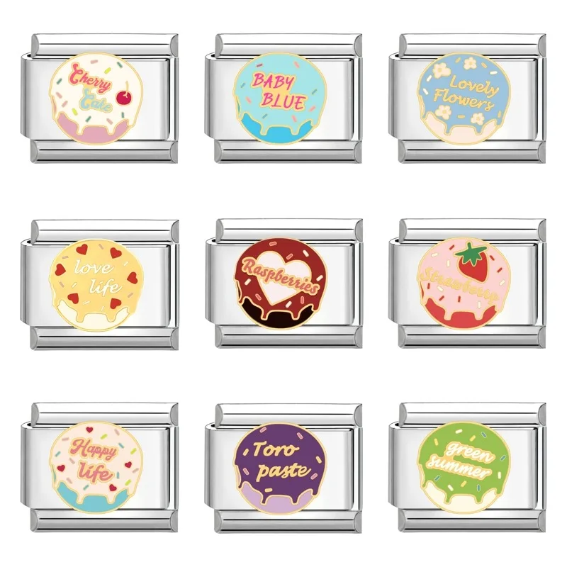 New Cake Coffee Cappuccino Apple Pie Pudding Italian Charm Links Fit 9mm Stainless Steel Bracelet Jewelry DIY Making Beads