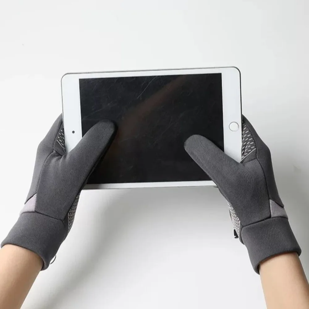 قفازات ركوب الدراجات الشتوية من الصوف الحراري بإبزيم قفل غير قابل للانزلاق قفازات ركوب الدراجات السميكة شاشة تعمل باللمس مقاومة للاهتراء #4