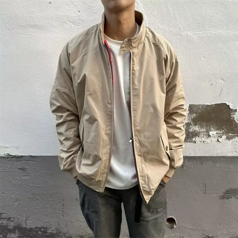 

American High Street Retro Harington Workwear Jaet Casual All-Match Stand Collar Haome Spring Autumn Outerwear