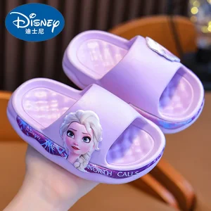 Disney congelado princesa elsa chinelos infantis verão menina bonito dos desenhos animados antiderrapante sola macia sandálias de banho interior e chinelos 10 principais vendas praia frozen - №5
