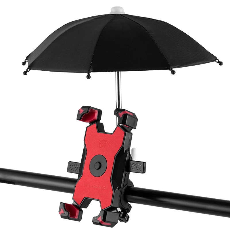 Mobile Phone Holder With Umbrella Bicycle Handlebar Phone Holder Sunshade Rainproof Portable Bracket Sunshade Cell Holder