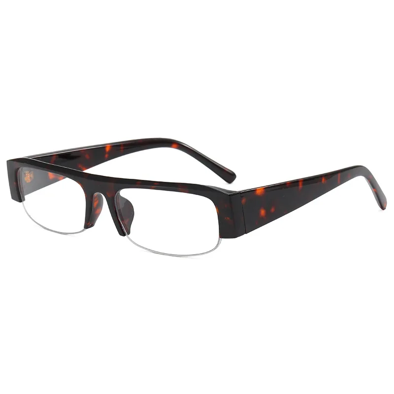 Halbrahmen-Anti-Blaulicht-Brille für Damen, neue modische quadratische Leoparden-Sonnenbrille in Schwarz, Damen-Retro-Sonnenbrillengestell UV400